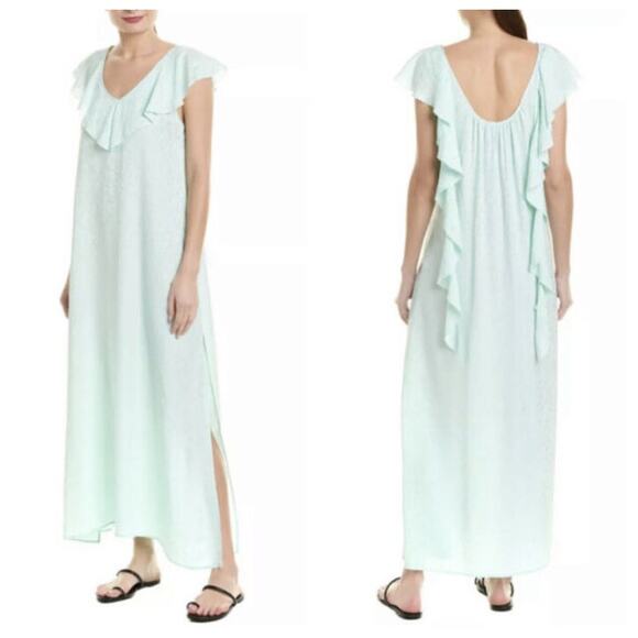 Zadig & Voltaire Reen Jacquard Leo Mint Ruffled Maxi Dress Size M New